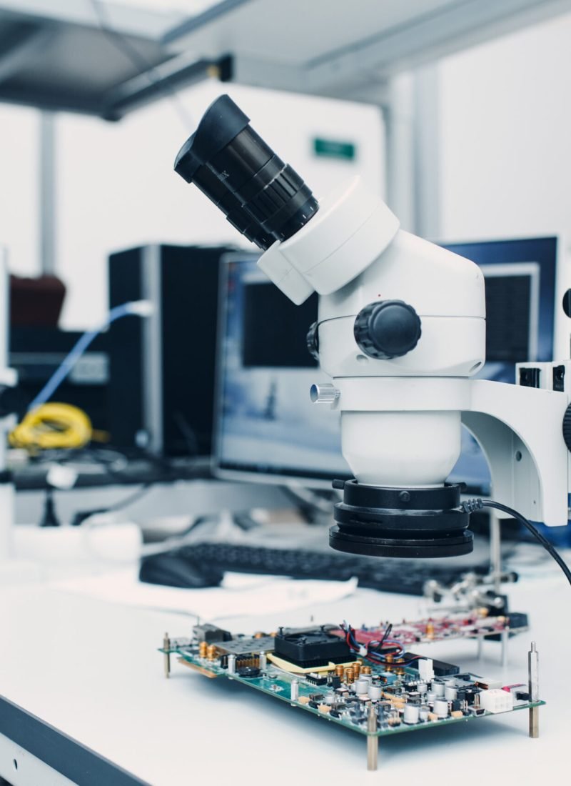 Microscope in Scientific research tech Laboratory on table.